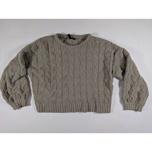 Moon & Madison Chenille Sweater Women's Size XS Cable Knit Pullover Beige Green